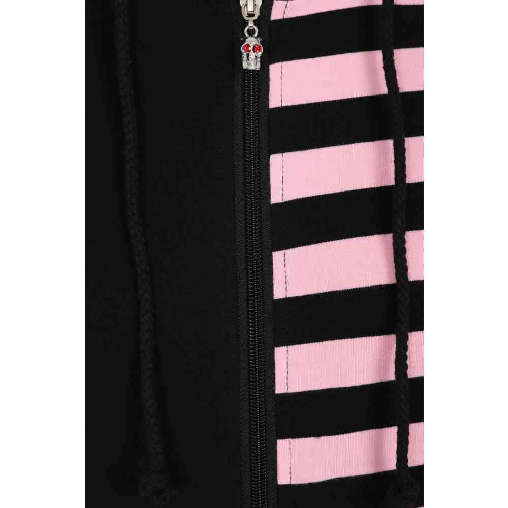 Banned - Shiori Half And Half Vest met capuchon - Zwart/Roze